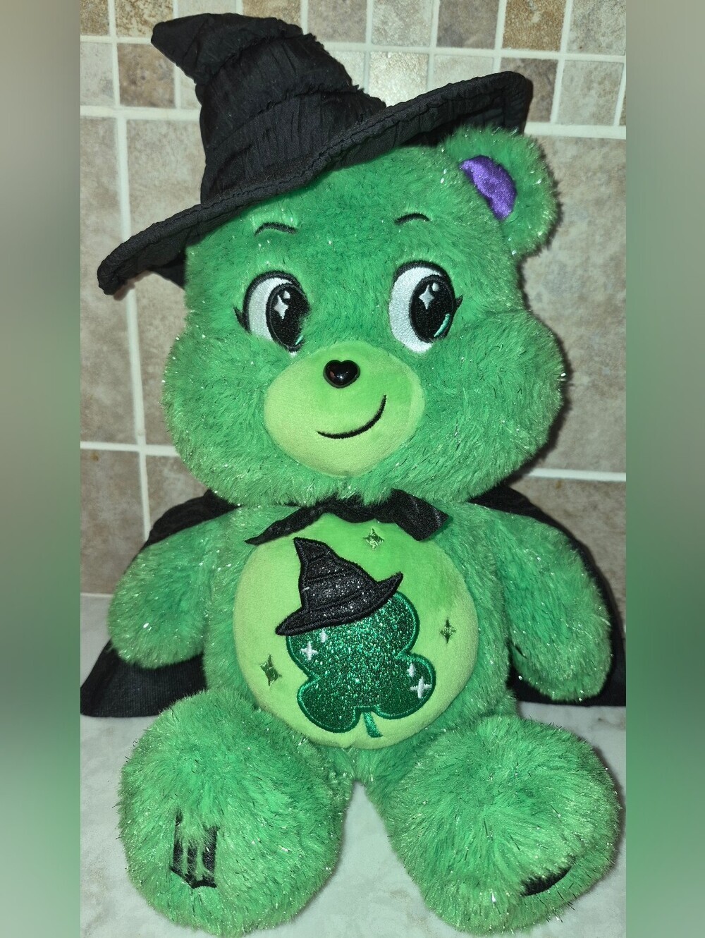 Care Bears X Wicked Good Luck Bear as Elphaba plush toy, Special Edition!